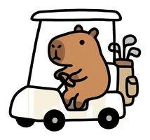 Homp driving a golf cart