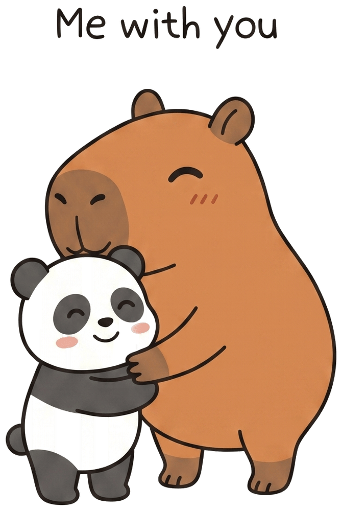 Homp hugging a panda